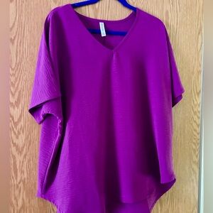 Zenana Outfitters Purple Boxy Short Sleeve Blouse